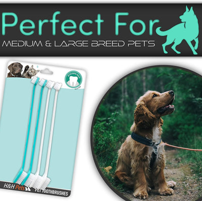 Dog Toothbrush Dual Headed Design Dental Toothbrushes for Small & Large Dogs, 4 or 8 Counts Pack