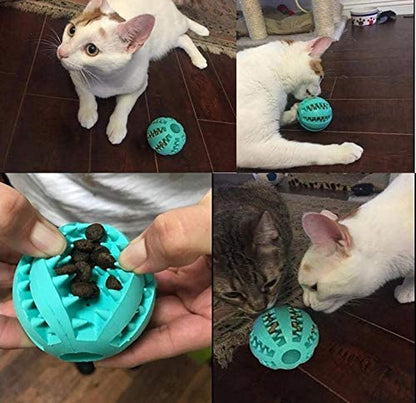 2 Pack Dog Toy Ball，Nontoxic Bite Resistant Teething Toys Balls for Small/Medium/Large Dog and Puppy Cat, Dog Pet Food Treat Feeder Chew Tooth Cleaning Ball Exercise Game IQ Training