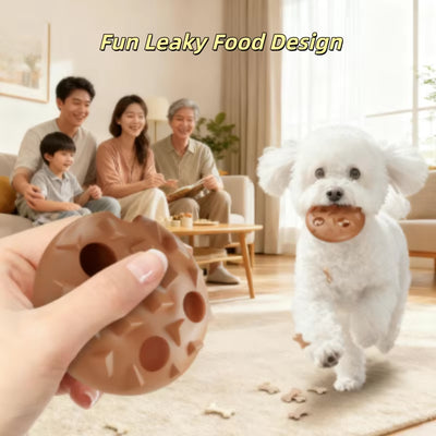 Pet Treat Dispenser Toy Cookie Shaped Interactive Toy Soft Elastic Flying Disc with Built in Bell for Dogs Cats Fight Boredom
