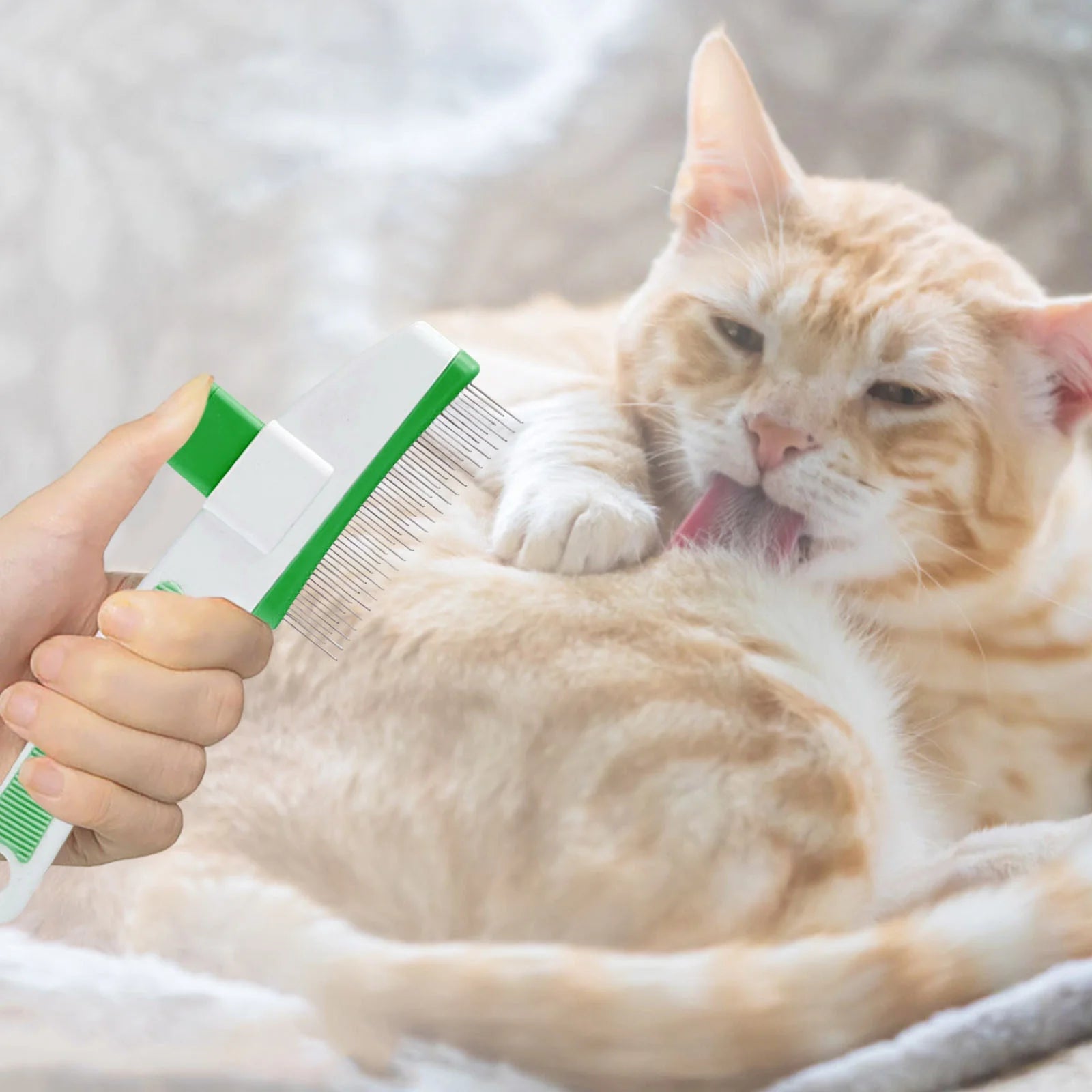 Pet Supplies Cat Grooming Brushes for Pet Hair Removal Flea Comb with Release Button for Shedding Cleaning Dogs and Cats
