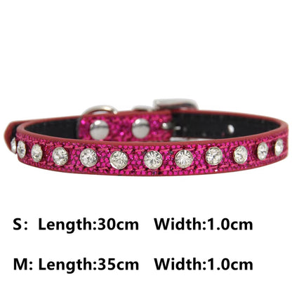 Bling Rhinestone PU Leather Crystal Diamond Puppy Collar Pet Dog Collars Pets Supplies Dog Accessories