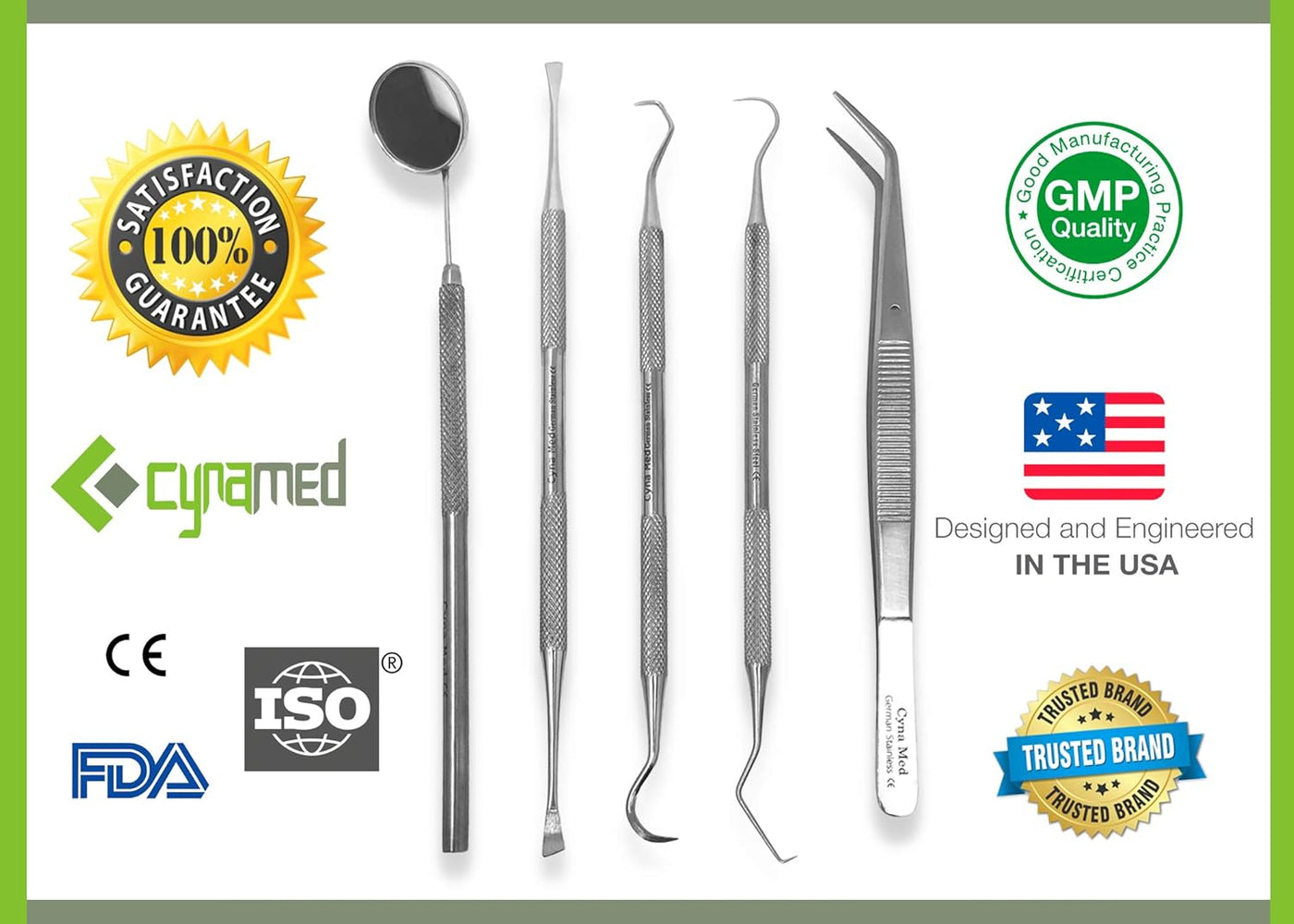 Dental Tools Oral Care Kit (5-Pack) – Stainless Steel Dental Pick, Tartar Scraper, Scaler, Tweezers, and Mouth Mirror for Personal & Pet Use