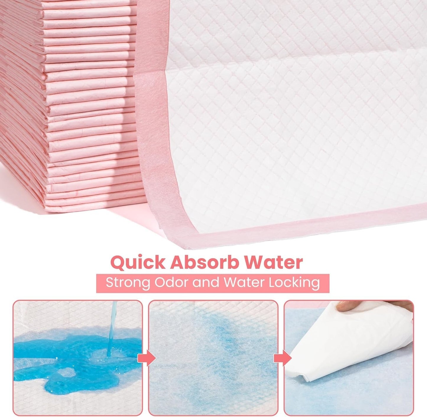 200 Puppy Pad Training Pads for Dogs Unscented Pink-Small-13X