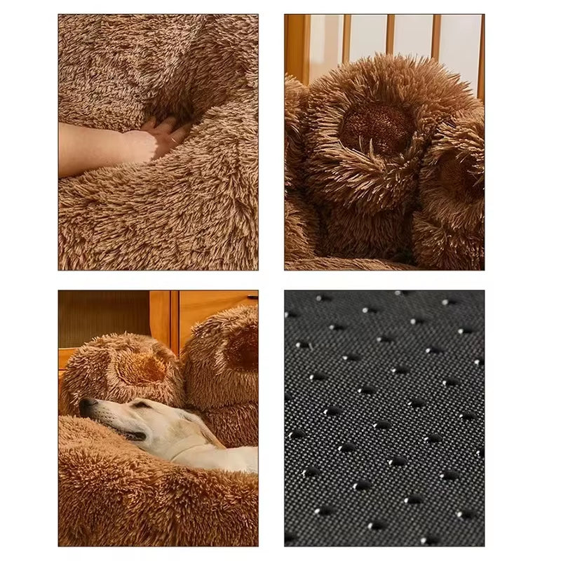 Cute Bear Paw Dog Bed Plush Winter Warm Mat Pets Kennel Large Dog Sleeping Bed Puppy Cat Sofa Blanket Cushion Pets Accessories