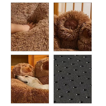 Cute Bear Paw Dog Bed Plush Winter Warm Mat Pets Kennel Large Dog Sleeping Bed Puppy Cat Sofa Blanket Cushion Pets Accessories