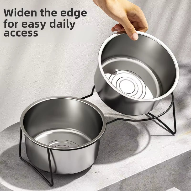 Large Stainless Steel Dog Slow Food Bowl with Thickened Stand Elevated Pets Products Supplies Feeders Accessories Tip Proof