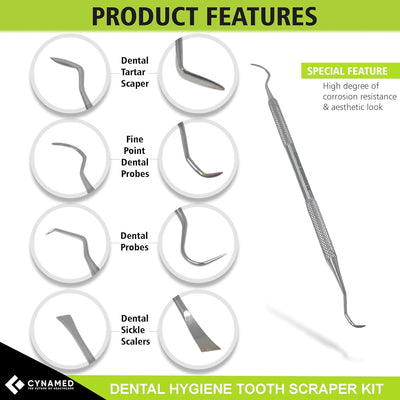 Dental Tools Oral Care Kit (5-Pack) – Stainless Steel Dental Pick, Tartar Scraper, Scaler, Tweezers, and Mouth Mirror for Personal & Pet Use
