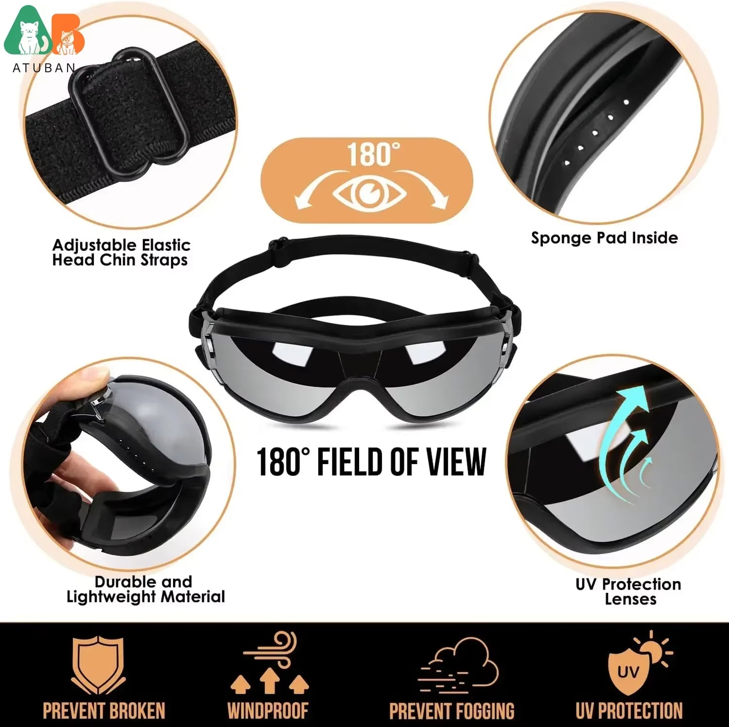 Dog Helmet and Goggles-Uv Protection Doggy Sunglasses Dog Glasses Pet Hat Motorcycle Helmets Protection for Puppy Riding