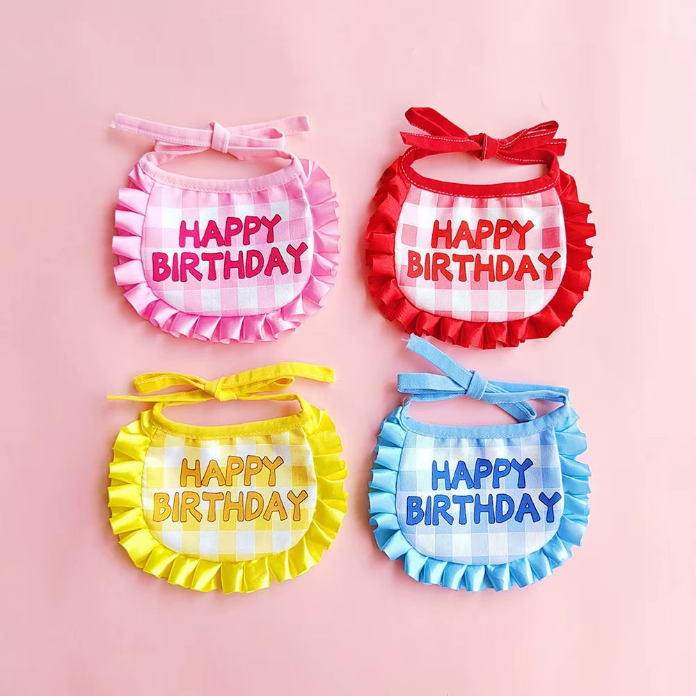 Pet Birthday Cute Props Headwear Caps Bibs Saliva Towel Hat Cat Dog Birthday Costume Pets Accessories Decoration Supplies