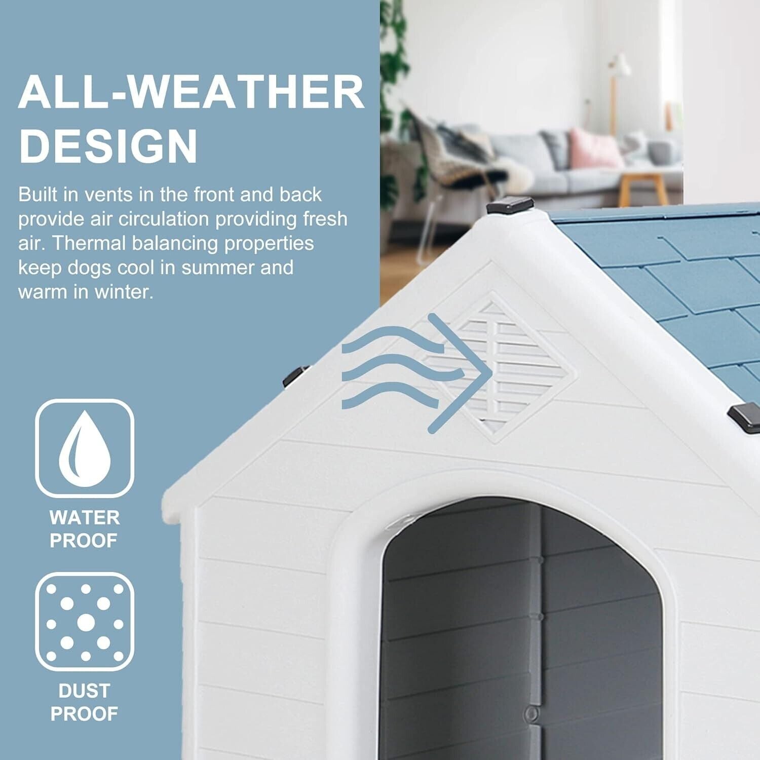 Casa Para Perros Para Interiory Exterior, Duradera Y Resistente a La Intemperie