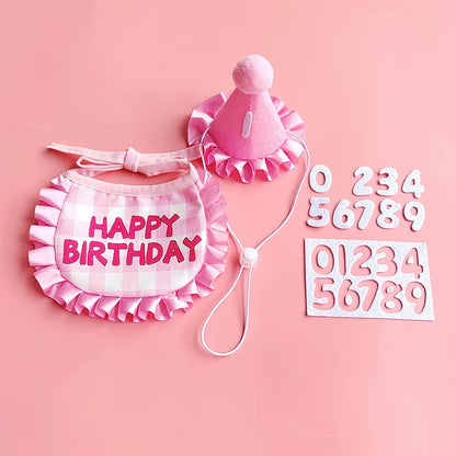 Pet Birthday Cute Props Headwear Caps Bibs Saliva Towel Hat Cat Dog Birthday Costume Pets Accessories Decoration Supplies
