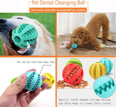 2 Pack Dog Toy Ball，Nontoxic Bite Resistant Teething Toys Balls for Small/Medium/Large Dog and Puppy Cat, Dog Pet Food Treat Feeder Chew Tooth Cleaning Ball Exercise Game IQ Training