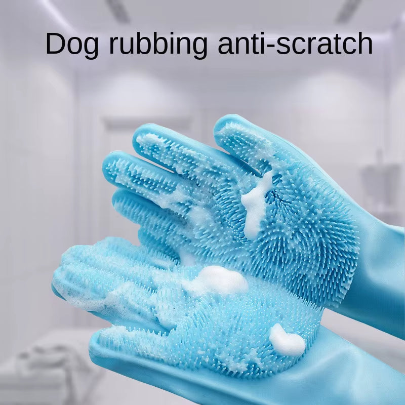 Pet Dogs Cats Shower Gloves Cat Brushes, Silicone Bath Massage Brushes Divine Tools for Dog Bathing Products Pet Accessories