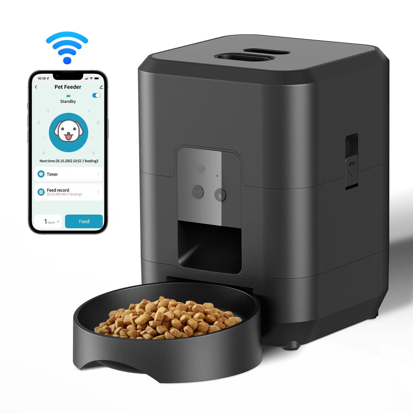 2025 New 2L Wifi Smart Pet Feeder Auto Cat and Dog Food Dispenser Remote App Controlled Slow Feed Timer Quantitative Feeding