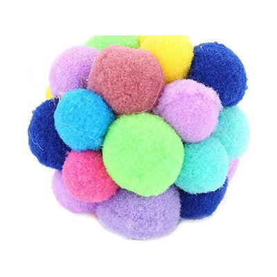 Cat Toys Ball Handmade Colorful Plush Bouncy Ball with Catnip Interactive Bell Toys for Cats Kitten Training Playing Chewing