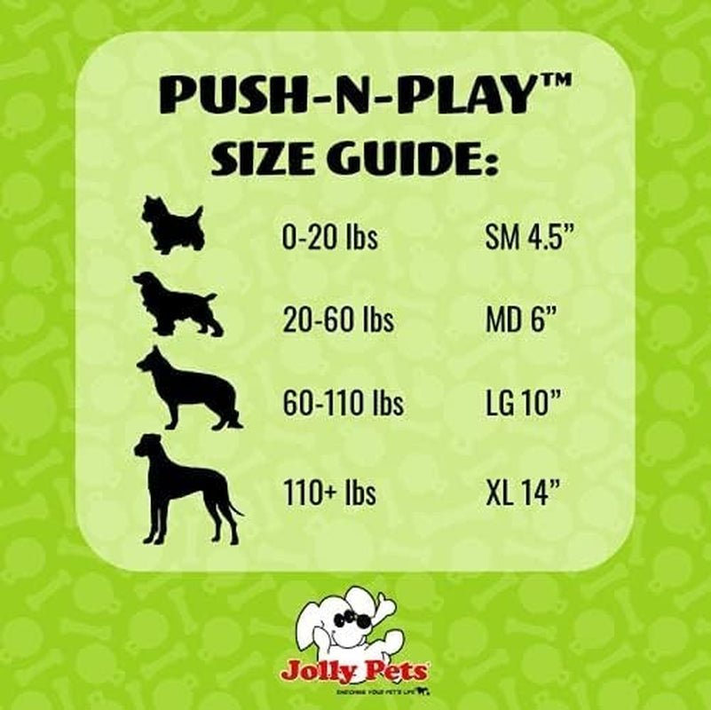 Jolly Pets Push-N-Play Ball Dog Toy, 10 Inches/Large, Blue