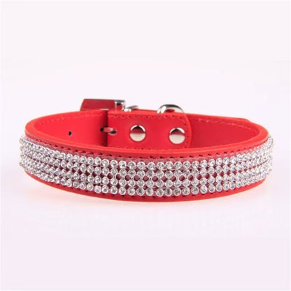 Bling Rhinestone PU Leather Crystal Diamond Puppy Collar Pet Dog Collars Pets Supplies Dog Accessories