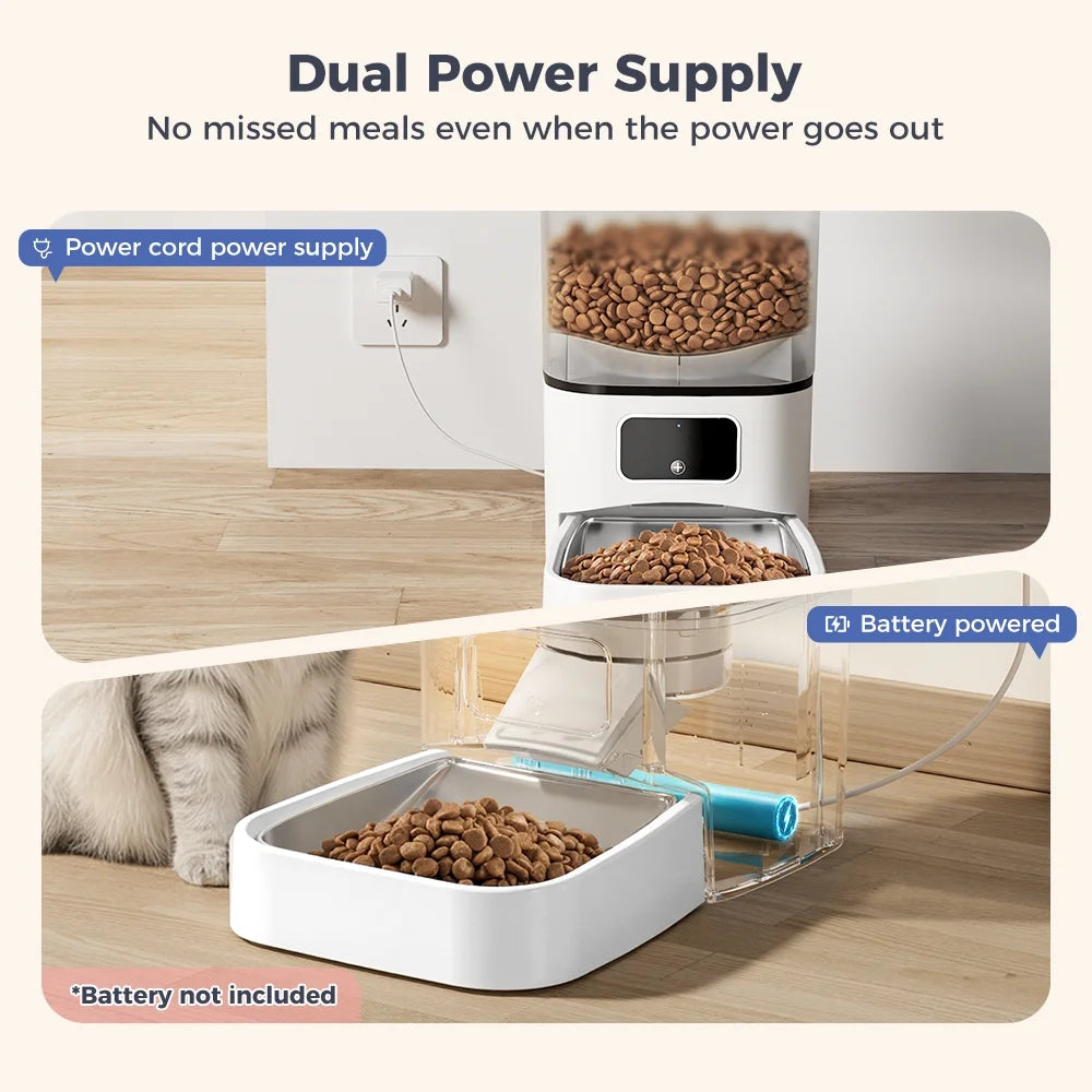 Automatic Cat Feeder,  Wifi Pet Feeder with APP Control for Cat/Dog, 6L Smart Cat Food Dispenser, Dog Feeder with Timed Feeding