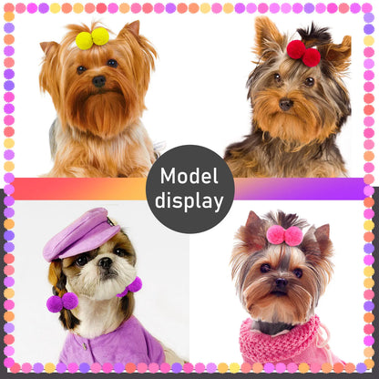 10Pcs Pet Dog Plush Hair Balls Elastic Hair Bands for Medium Small Dogs Girls Cat Bows Pets Grooming Bows Dog Pet Accessories