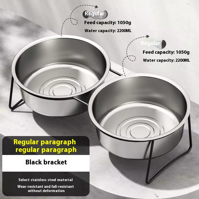 Large Stainless Steel Dog Slow Food Bowl with Thickened Stand Elevated Pets Products Supplies Feeders Accessories Tip Proof