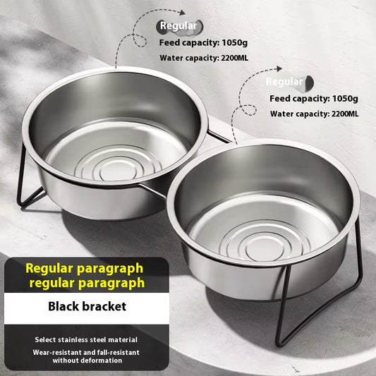 Large Stainless Steel Dog Slow Food Bowl with Thickened Stand Elevated Pets Products Supplies Feeders Accessories Tip Proof