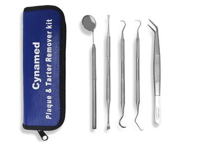 Dental Tools Oral Care Kit (5-Pack) – Stainless Steel Dental Pick, Tartar Scraper, Scaler, Tweezers, and Mouth Mirror for Personal & Pet Use