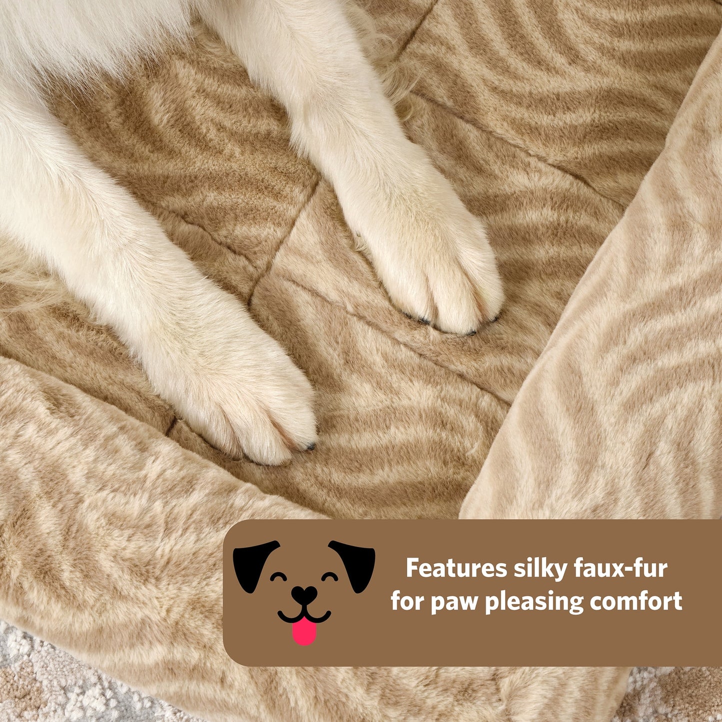 48Inch Tan Wave Pet Bed for Extra Large Dog/Cat with Slip Resist Bottom