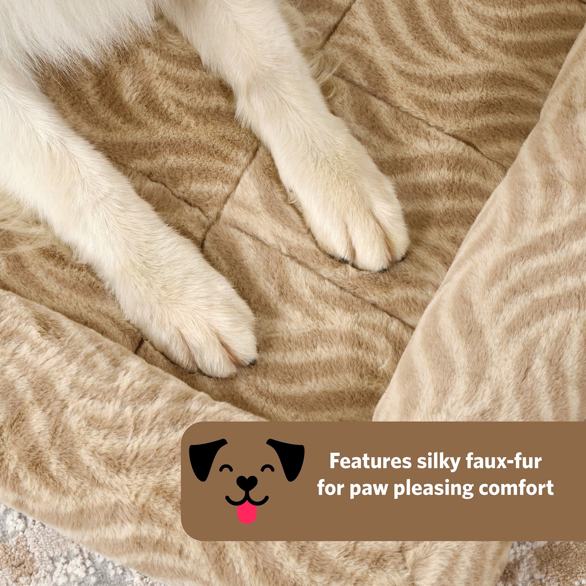 48Inch Tan Wave Pet Bed for Extra Large Dog/Cat with Slip Resist Bottom