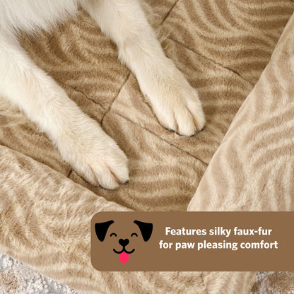 48Inch Tan Wave Pet Bed for Extra Large Dog/Cat with Slip Resist Bottom