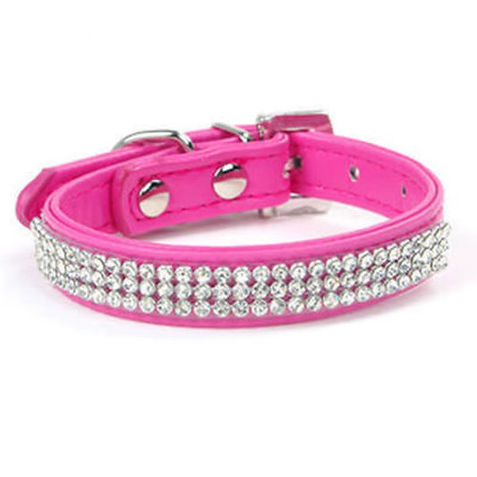 Bling Rhinestone PU Leather Crystal Diamond Puppy Collar Pet Dog Collars Pets Supplies Dog Accessories