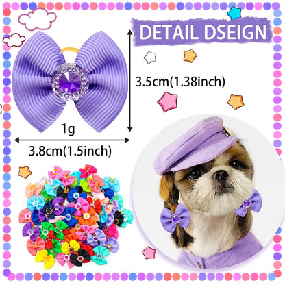 40PCS Dog Hair Bows Solid Diamond Small Dog Bows for Dogs Pets Hair Accessories Pet Dog Grooming Bows Dogs Grooming Accessories