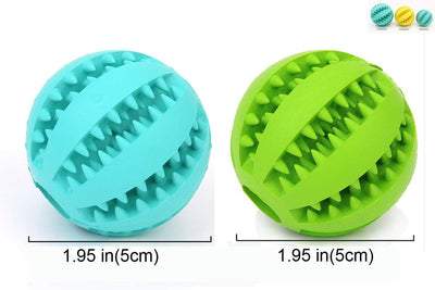 2 Pack Dog Toy Ball，Nontoxic Bite Resistant Teething Toys Balls for Small/Medium/Large Dog and Puppy Cat, Dog Pet Food Treat Feeder Chew Tooth Cleaning Ball Exercise Game IQ Training
