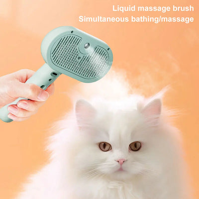 3 in 1 Cat Steam Brush with Release Button Cat Grooming Brush Rechargeable Pet Hair Cleaning Brush Comb for Shedding & Grooming