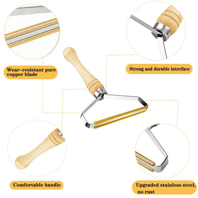 Reusable Pet Hair Remover: Wooden Handle Lint Tool