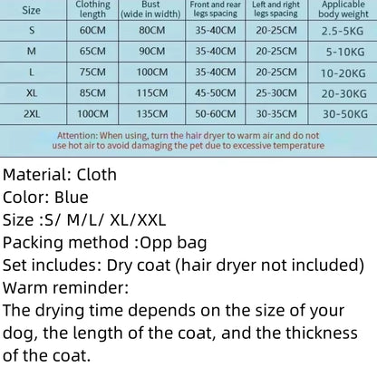 Folding Dog Hair Dryer Portable Pet Drying Bag Efficient Dogs Hair Dryers Blow Bag Cat Dryer Winter Pets Cleaning Accessories Fo